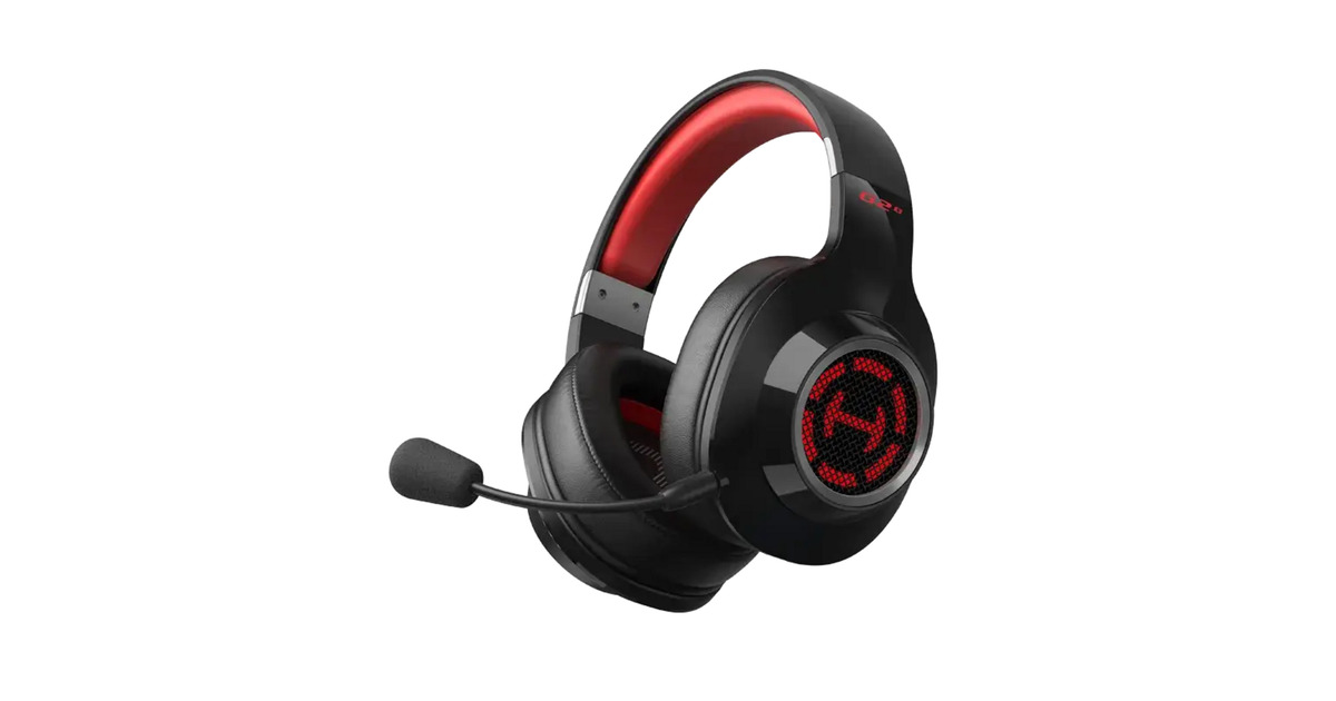 EdifierG2 S Draadloze 7.1 gamingheadset over-ear gaming headset  (Zwart/rood, RGB, Bluetooth / 2.4 GHz / USB)