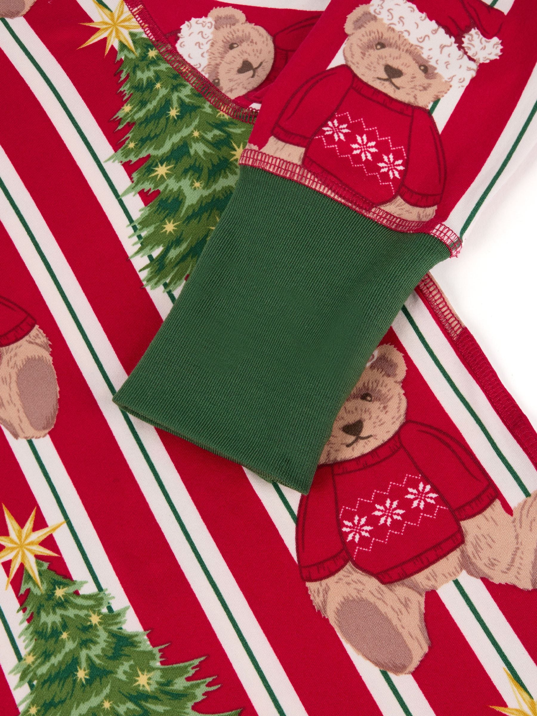 Chelsea Peers lange kerstpyjama met teddybeer en strepen