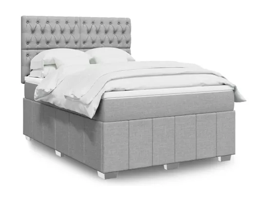 Sommier à lattes de lit avec matelas Gris clair 160x200cm Tissu