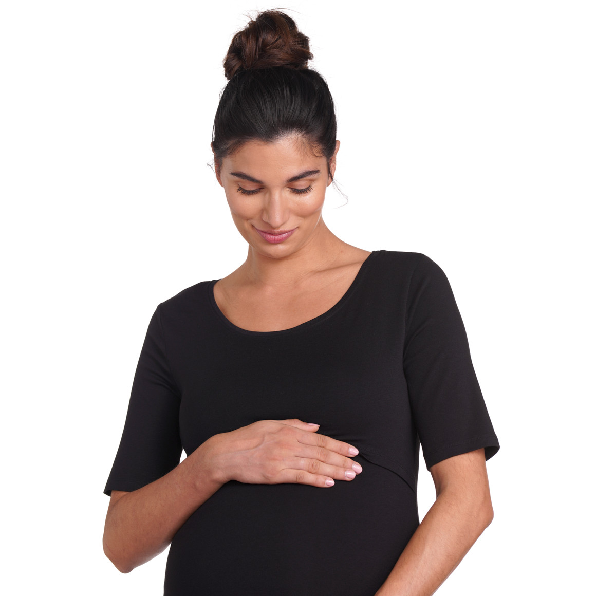 Gina Mama Damen Umstands-T-Shirt mit Stillfunktion schwarz