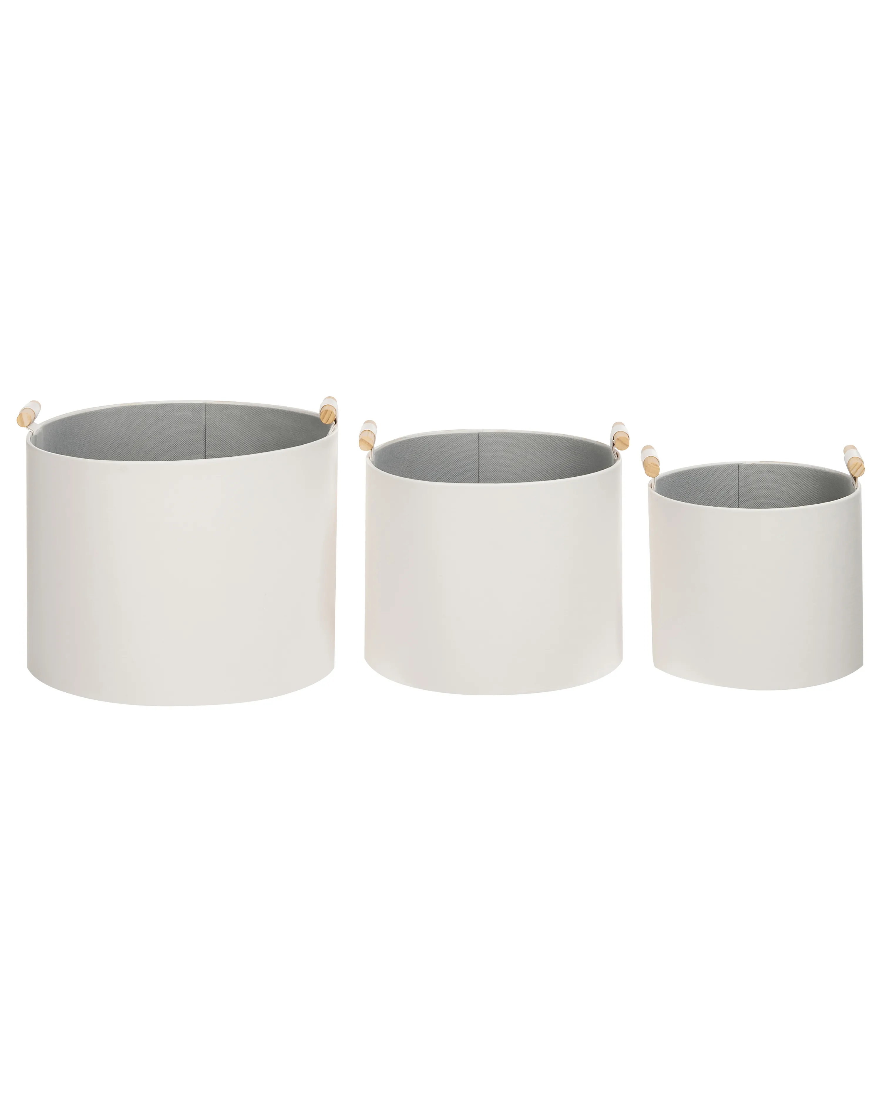 Set van 3 manden ARAM Kunstleer Gebroken wit