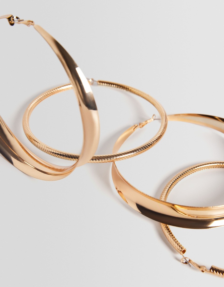 Conjunto de 2 brincos de argola grandes