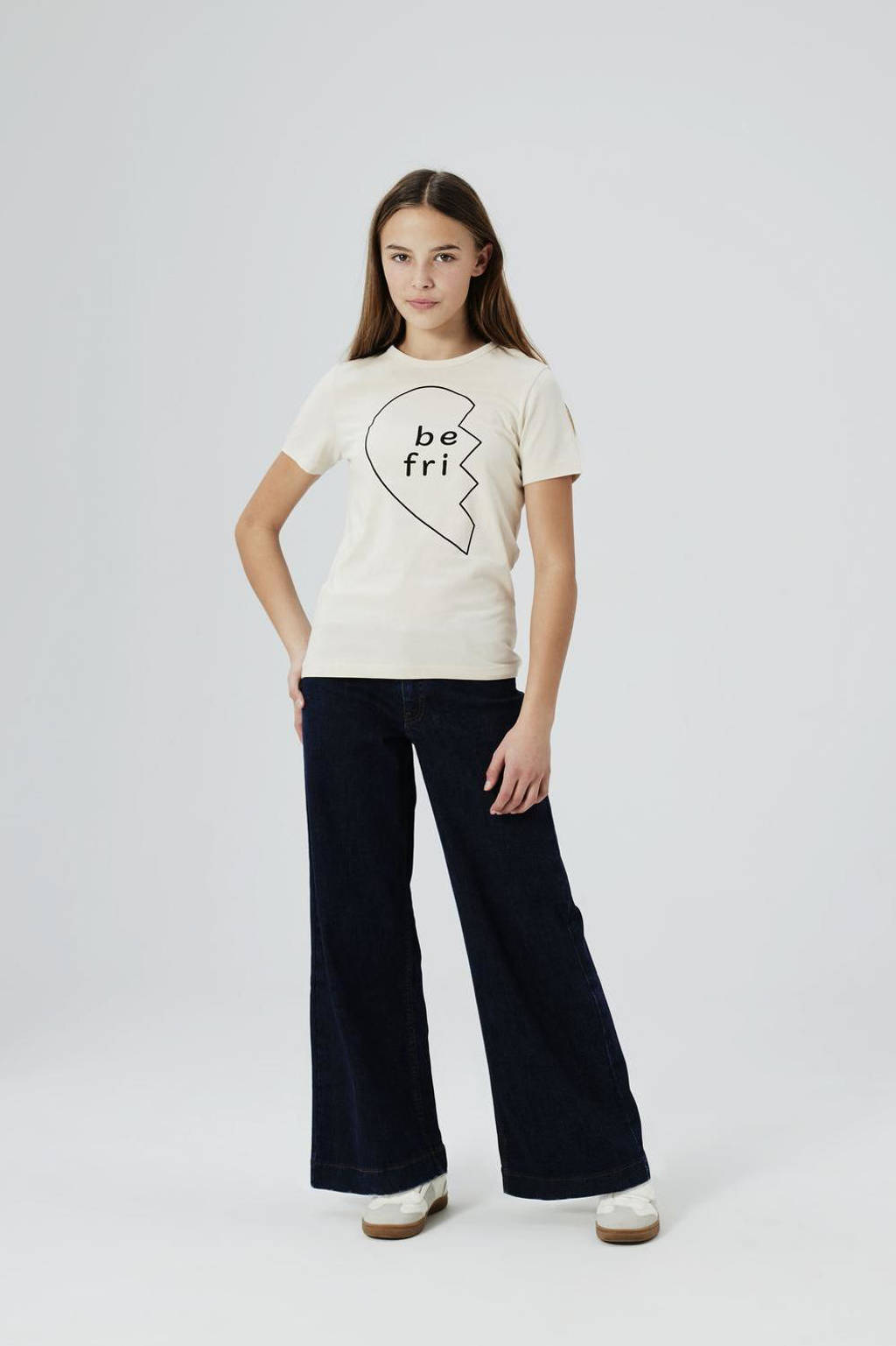 NAME IT high waist wide leg jeans NKFSALLI X dark blue denim