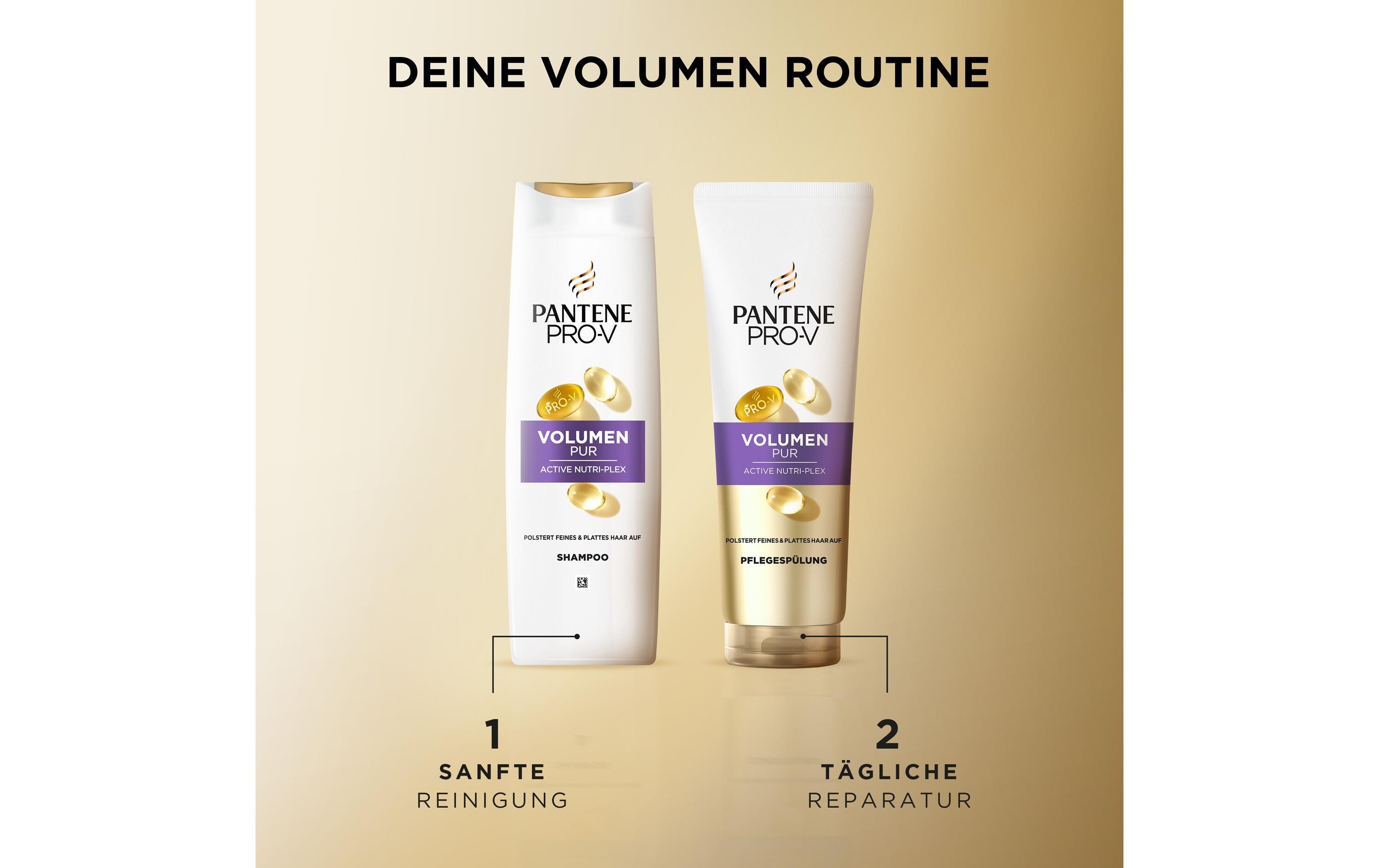 Shampoo Volumen Pur 500 mlHaarshampoo verleiht ein volleres Aussehen, schwerelosen Glanz und Geschmeidigkeit