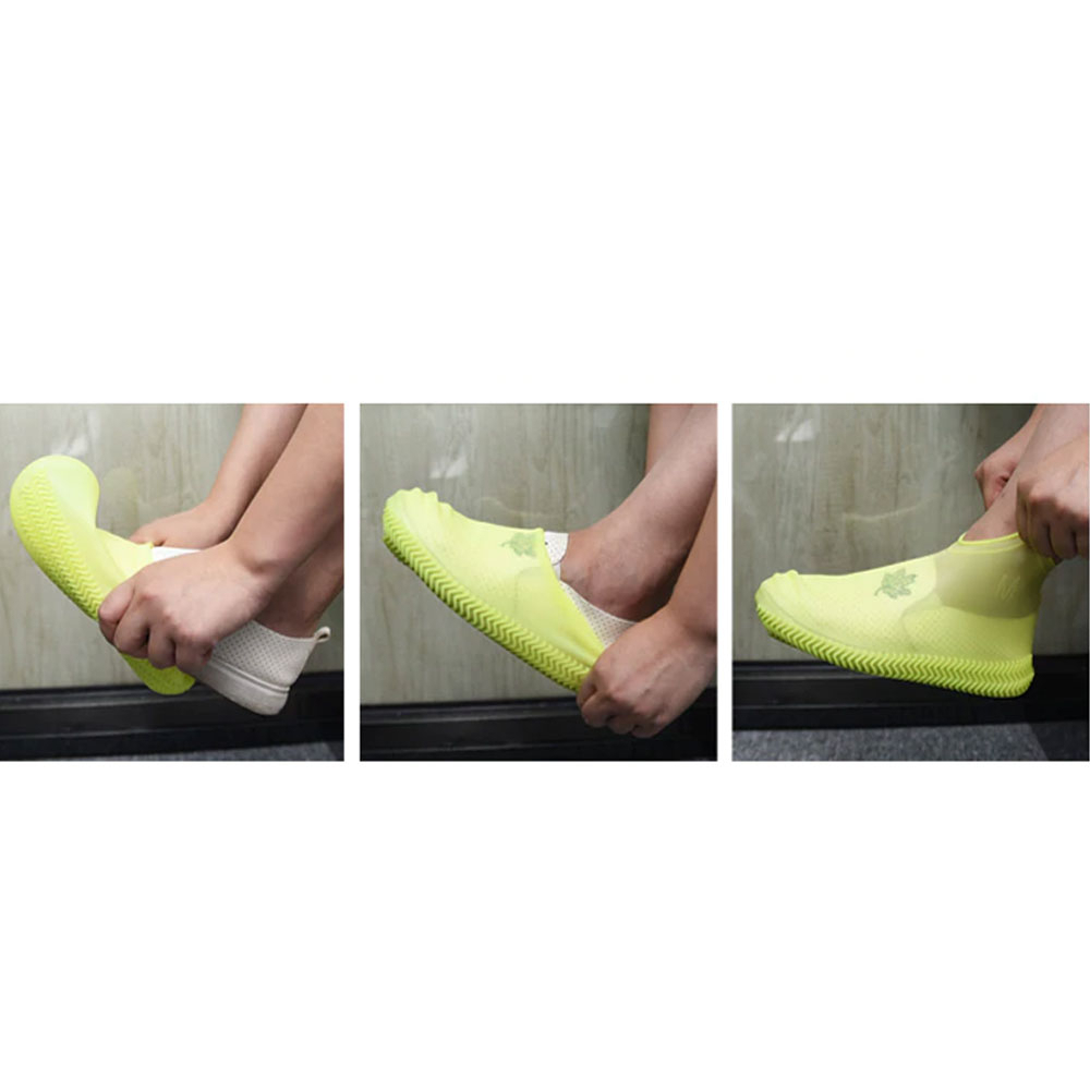(1 Paar) Gr. M Wiederverwendbare Silikon Schuhabdeckung Schuhüberzug Wasserabweisend (Gr. 34-37) - Gelb