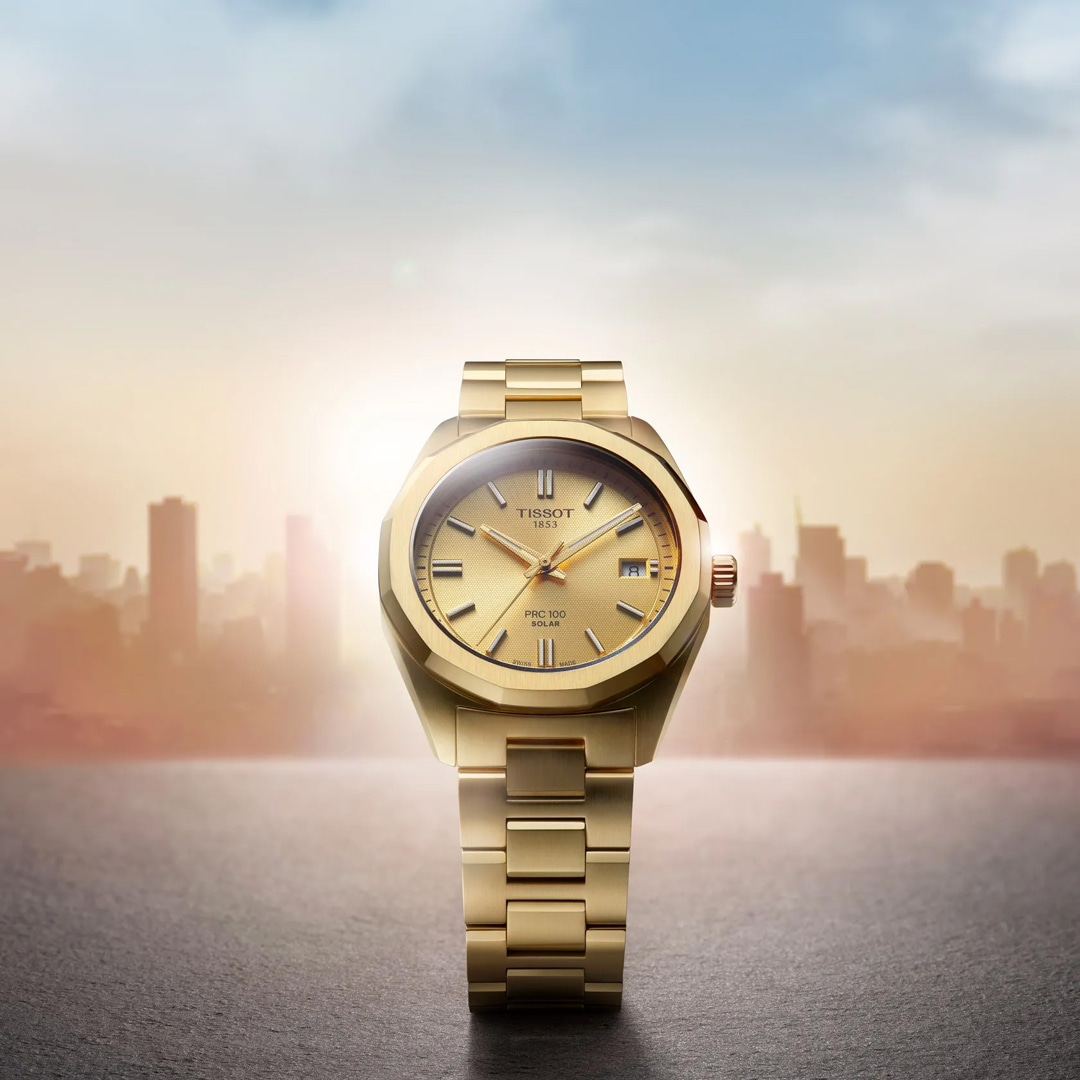 Tissot PRC 100 Solar Quartz 34mm Goldig