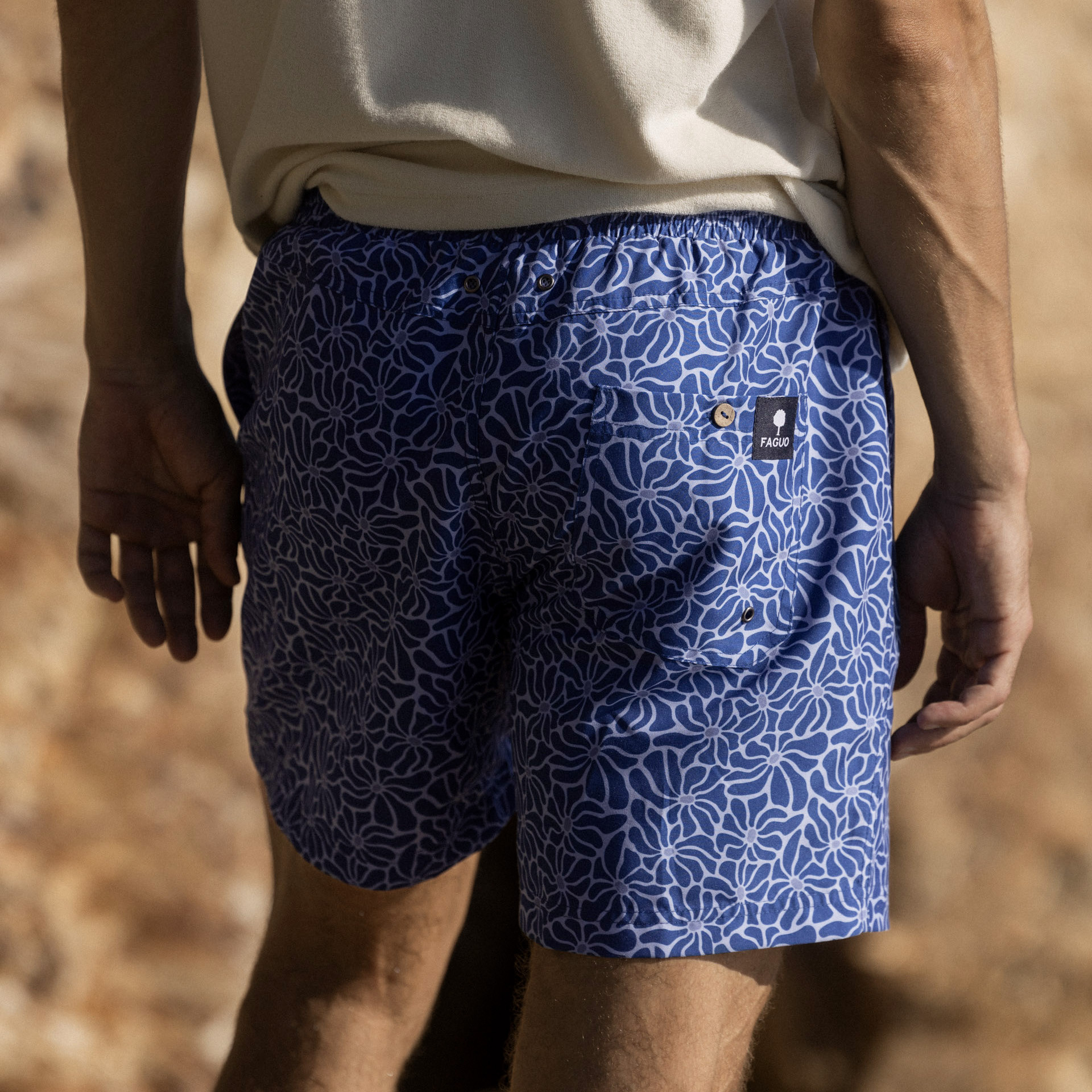 Maillot de bain bleu indigo polyester recyclé - modèle mimizan