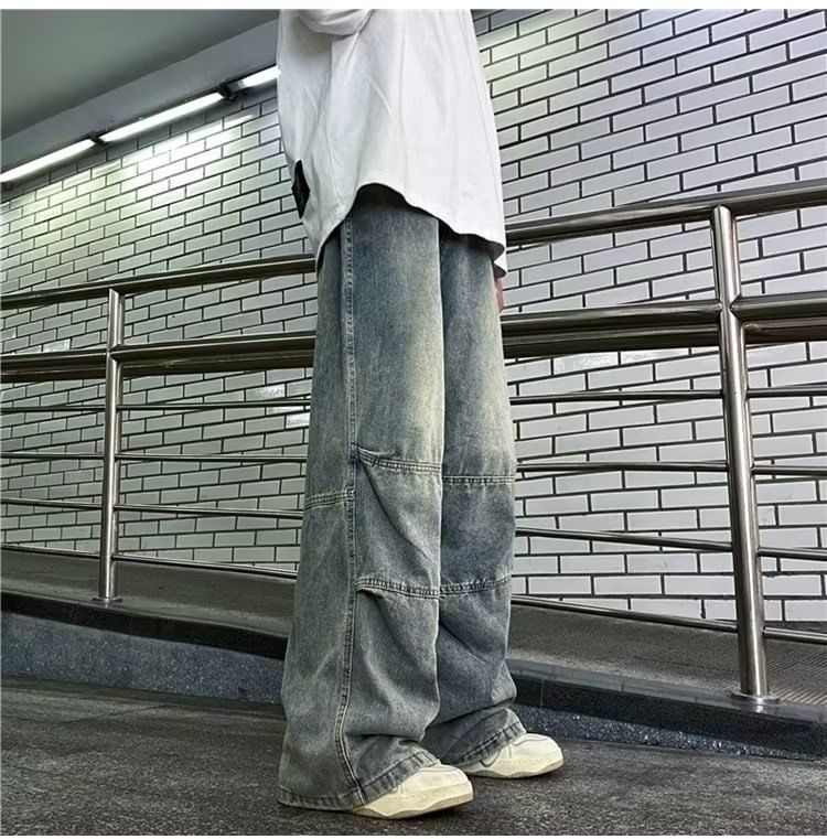 Kenning - Mid Rise Washed Wide Leg Jeans
