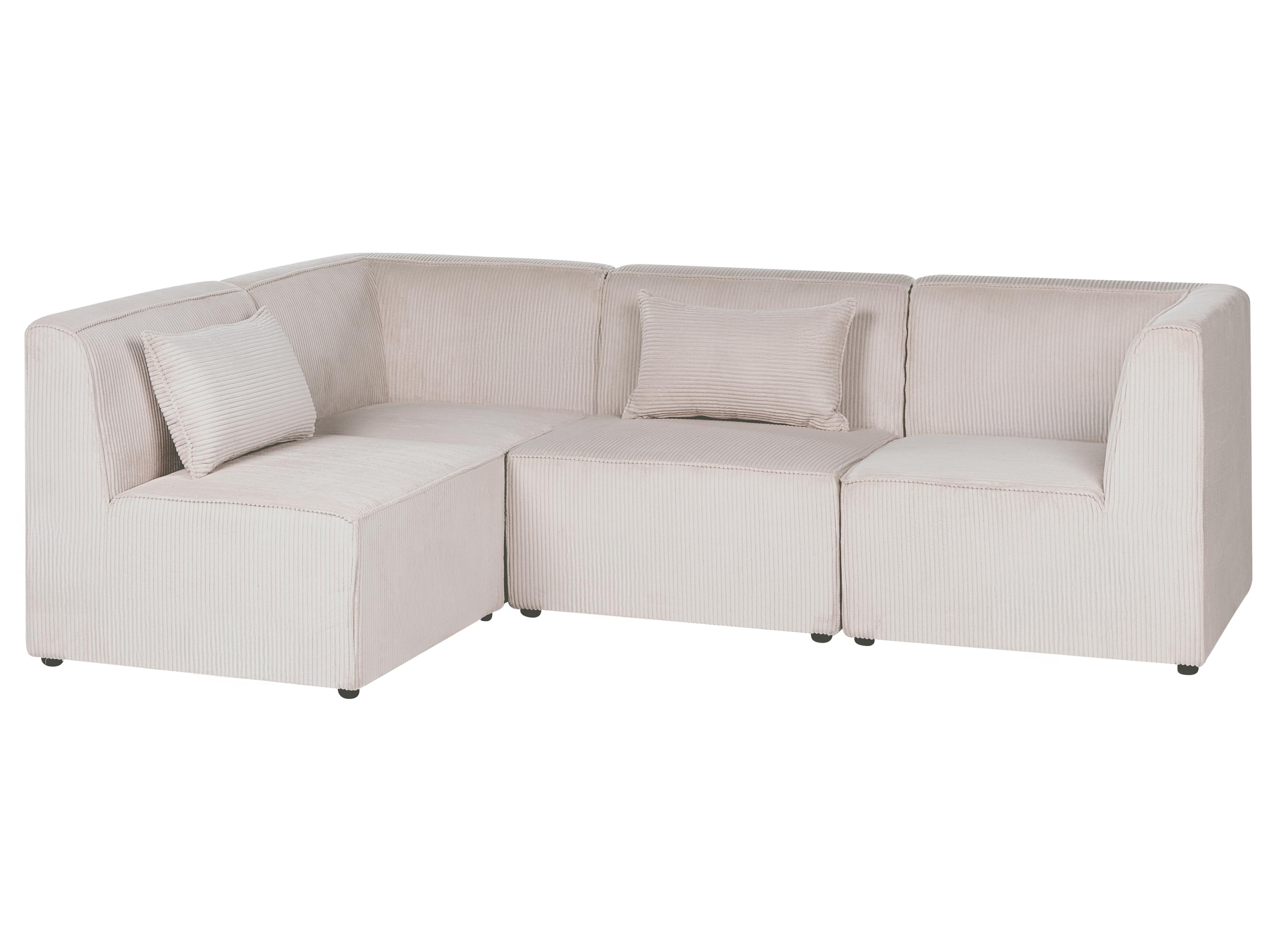 Modulaire hoekbank 4-zits LEMVIG Corduroy Beige rechtszijdig