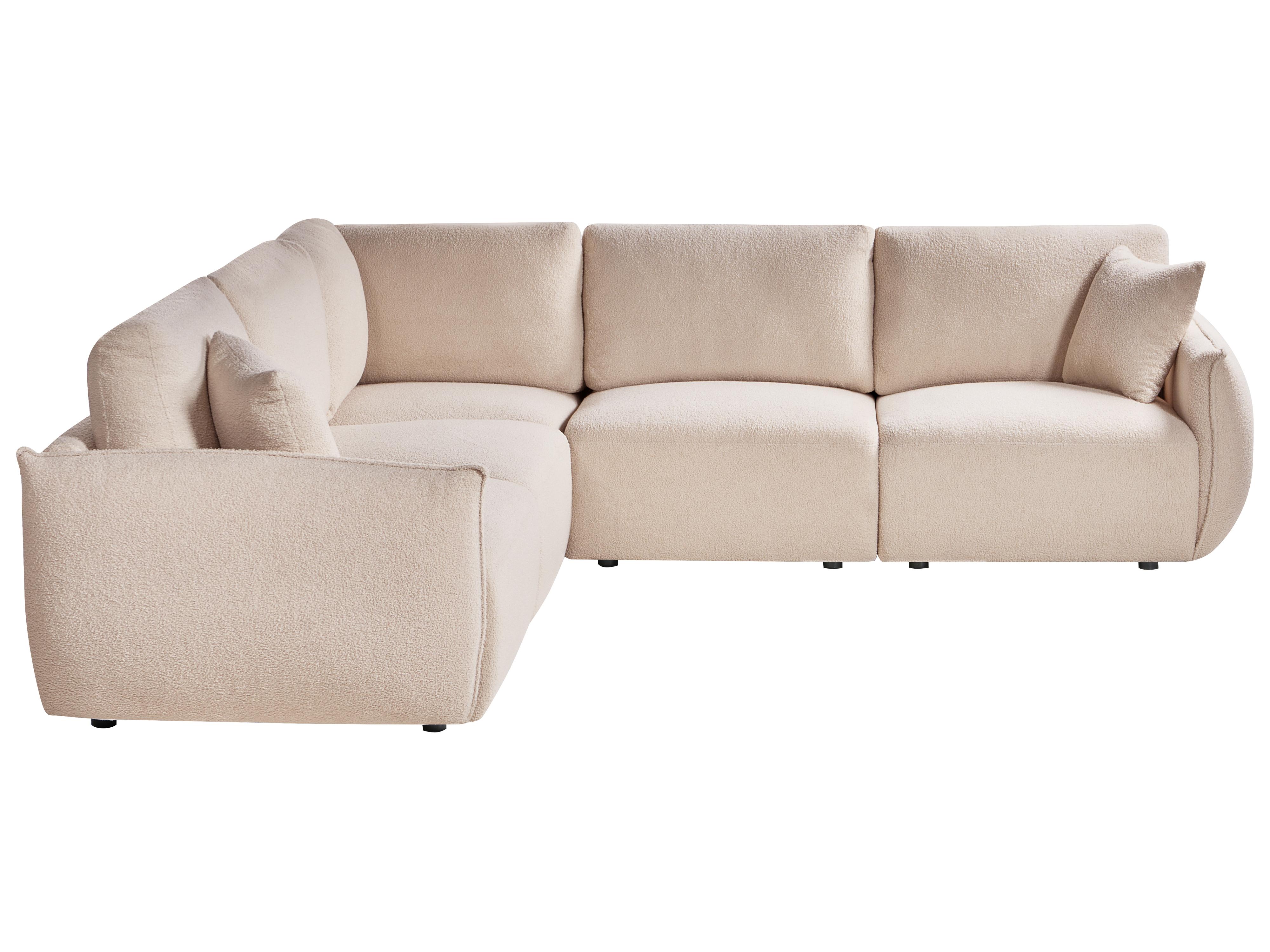 Modulaire hoekbank 5-zits MESNALI Bouclé Beige rechtszijdig