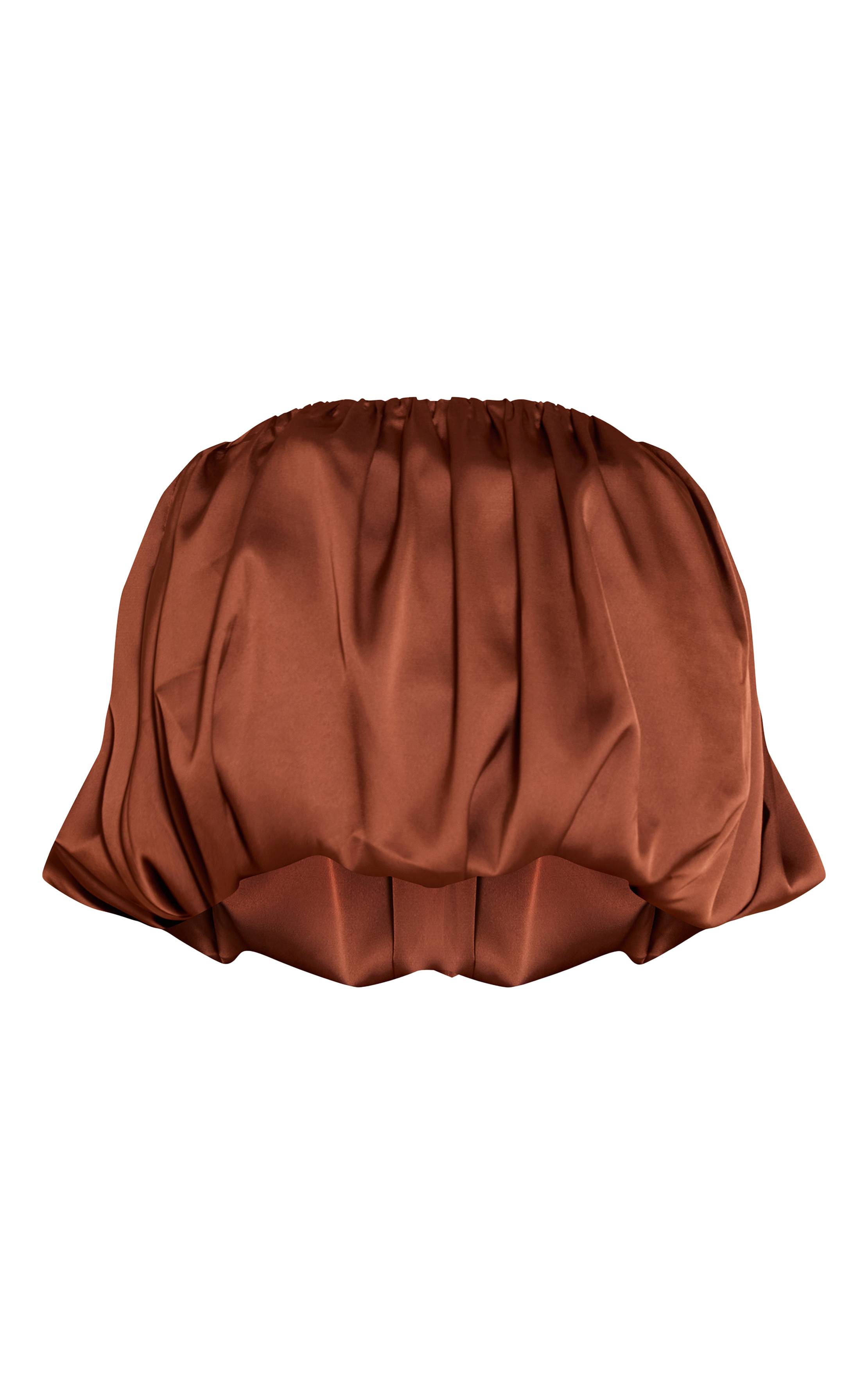 Chocolat Top Bandeau Bouffant En Satin Grande Taille Coordonné