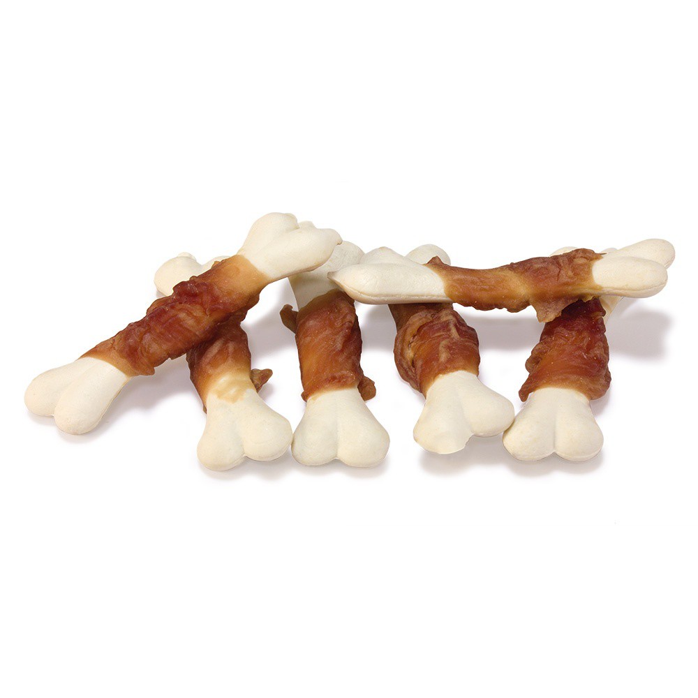 Petiscos naturais para cães Arquivet, ossos de pato com sabor de pato e cálcio.