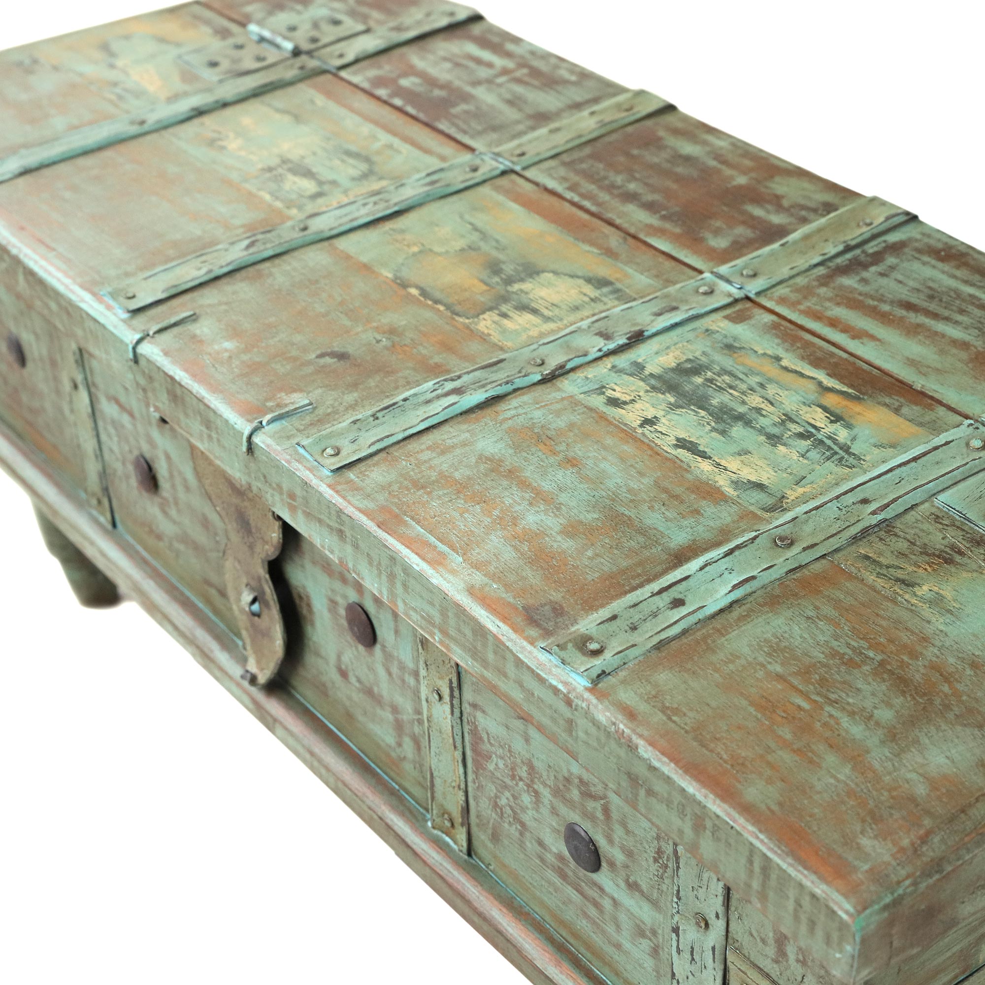 Holztruhe mintgrün, B 86 cm, H 38 cm, L 36 cm von fischer's lagerhaus