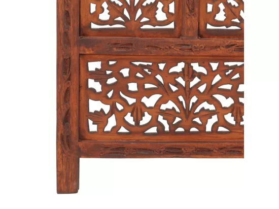 Cloison de séparation 4 panneaux Marron 160x165cm Bois manguier