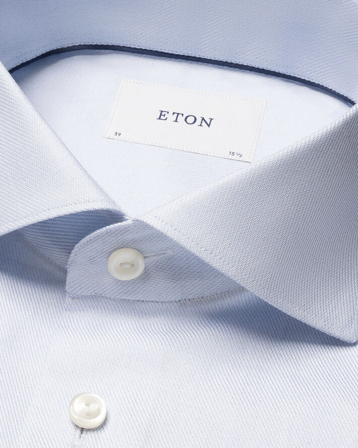 ETON Slim Fit Light Blue Melange Semi Solid Fine Twill Shirt Lyseblå
