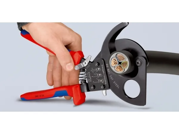 Knipex 95 31 250, Håndkabelskærer, Blå, Rød, Stål, Sort, Blå, Rød, 3,2 cm, REACH
