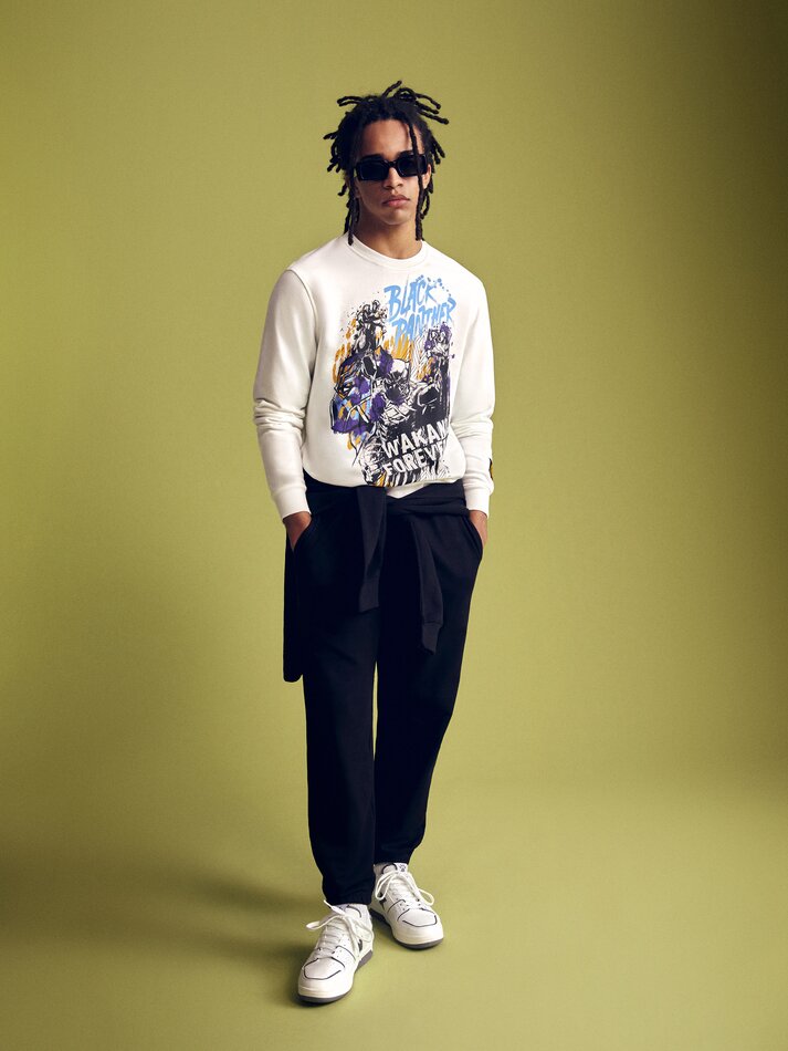 Moletom Pantera Negra Marvel - Off-White