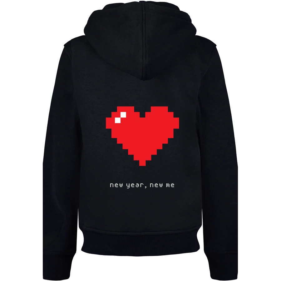 F4NT4STIC Hoodie Pixel Herz Happy New Year Silvester schwarz
