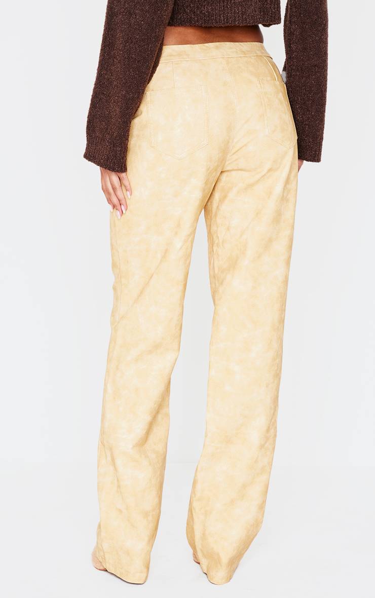 Pantalon Droit En Synthétiquecuir Lavé Premium Avec Détails De Pinces