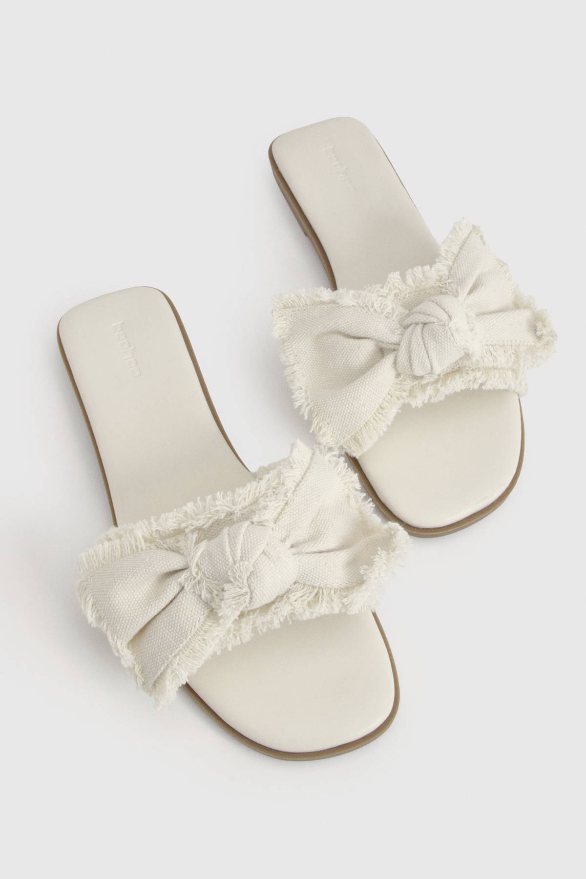 boohoo Mules À Nœud Avec Bords Effilochés
