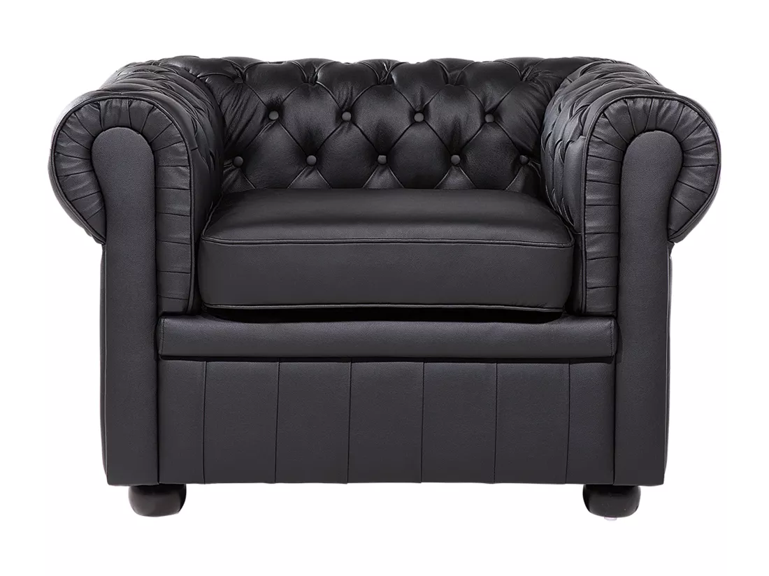 Fauteuil CHESTERFIELD Cuir Noir