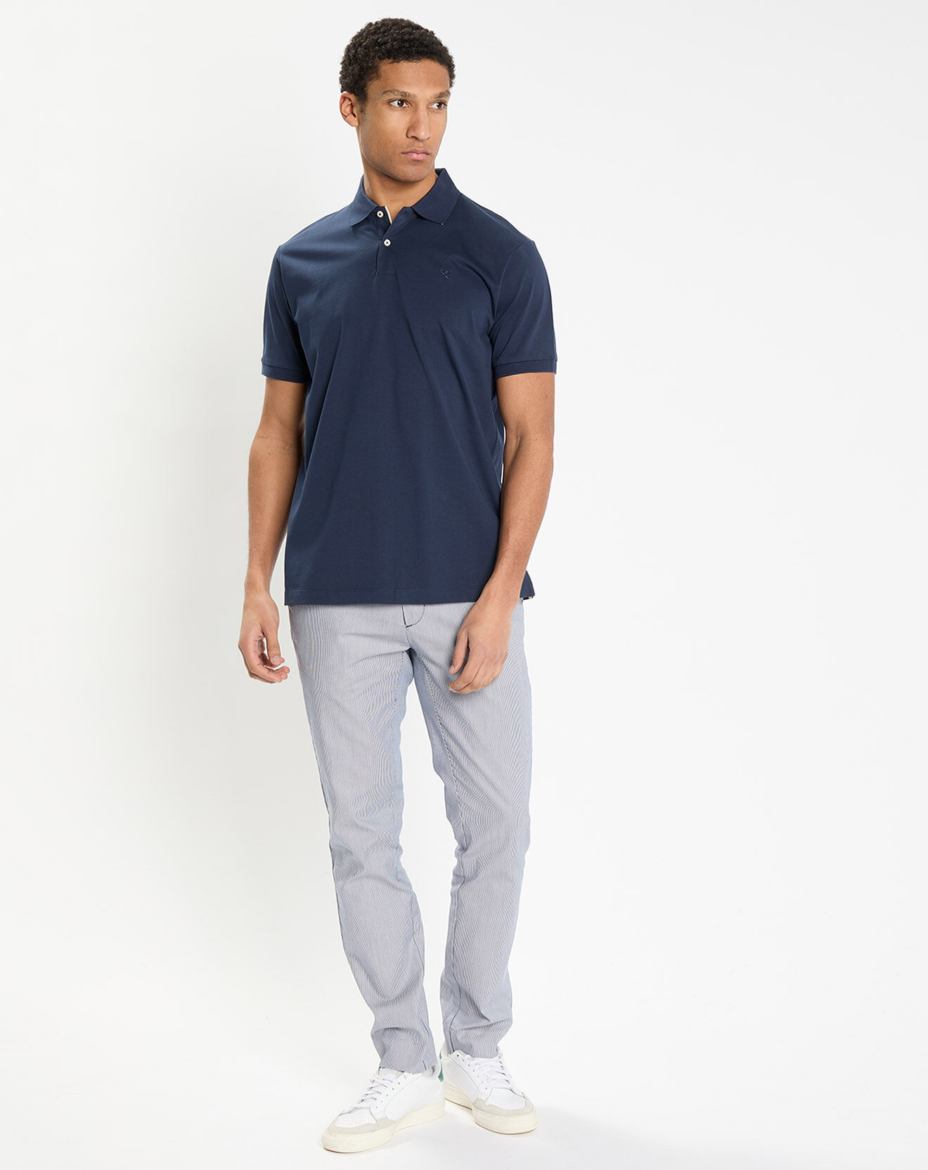 Hackett London Polo en Jersey Regular Fit uni Smart bleu marine