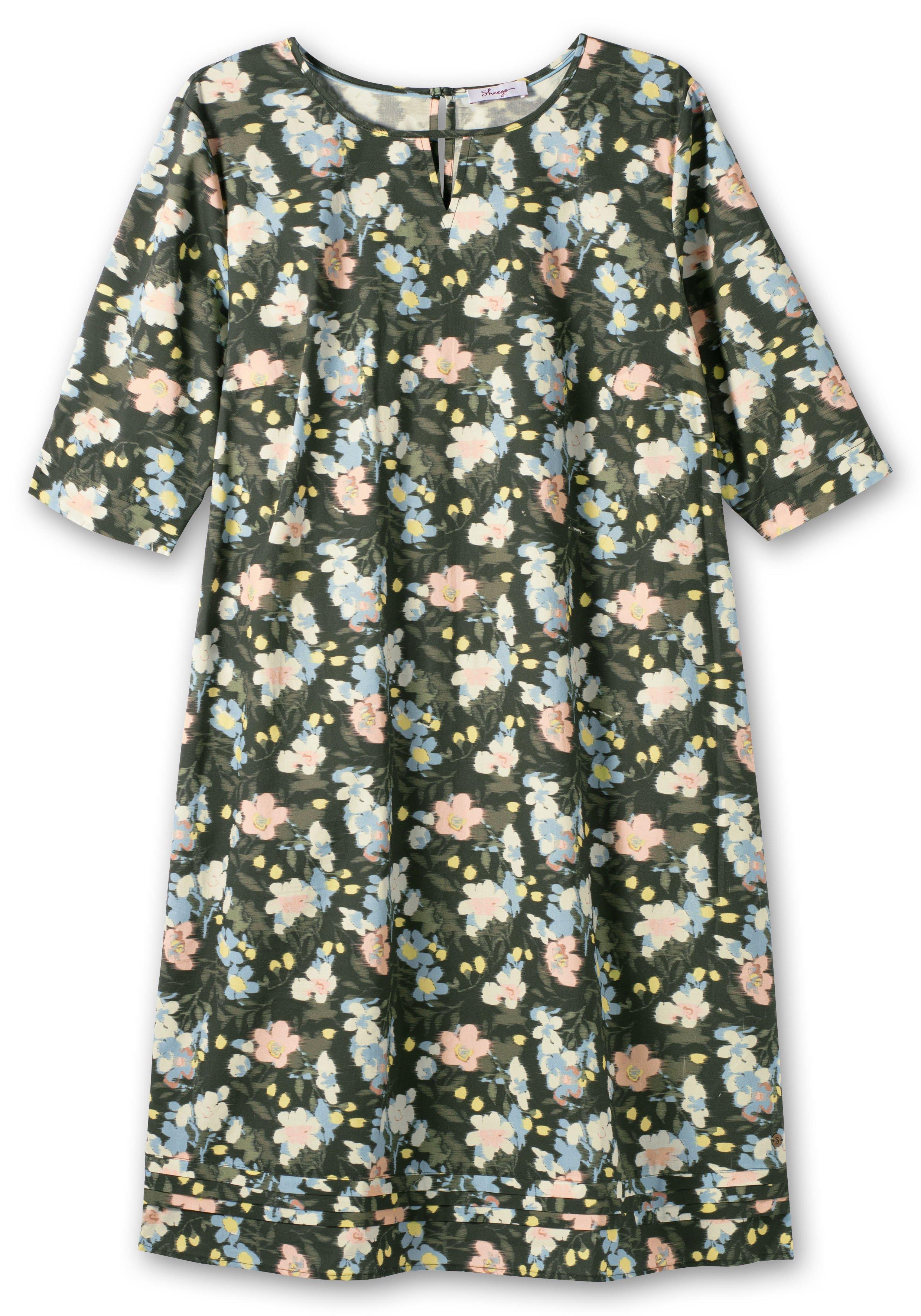 Kleid mit 3/4-Arm und Blumenprint