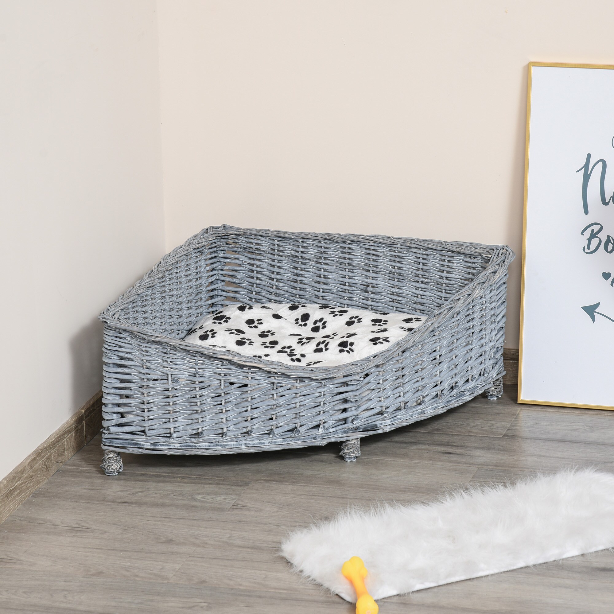 PawHut Haustierbett mit Kissen grau 68B x 68T x 32H cm