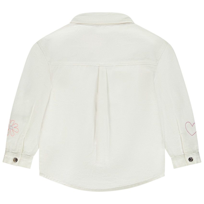 Surchemise oversize avec broderies pour fille - Ecru