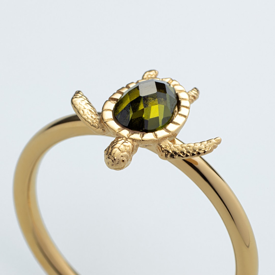 Paul Hewitt Damenring Turtle Marinium Ocean Steel Goldig