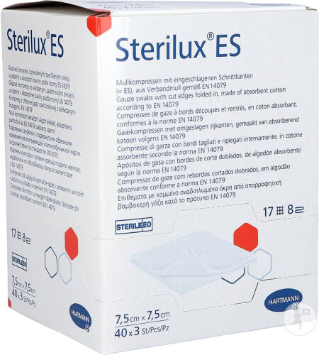 Hartmann Sterilux ES Compresses Stériles 8 Plis 7,5 x 7,5cm 1 x 3 Pièces (9154186)