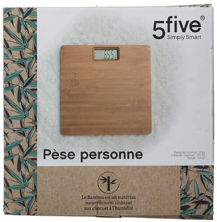 Pèse personne écran LCD en bambou coloris beige capacité maxi 150 kg