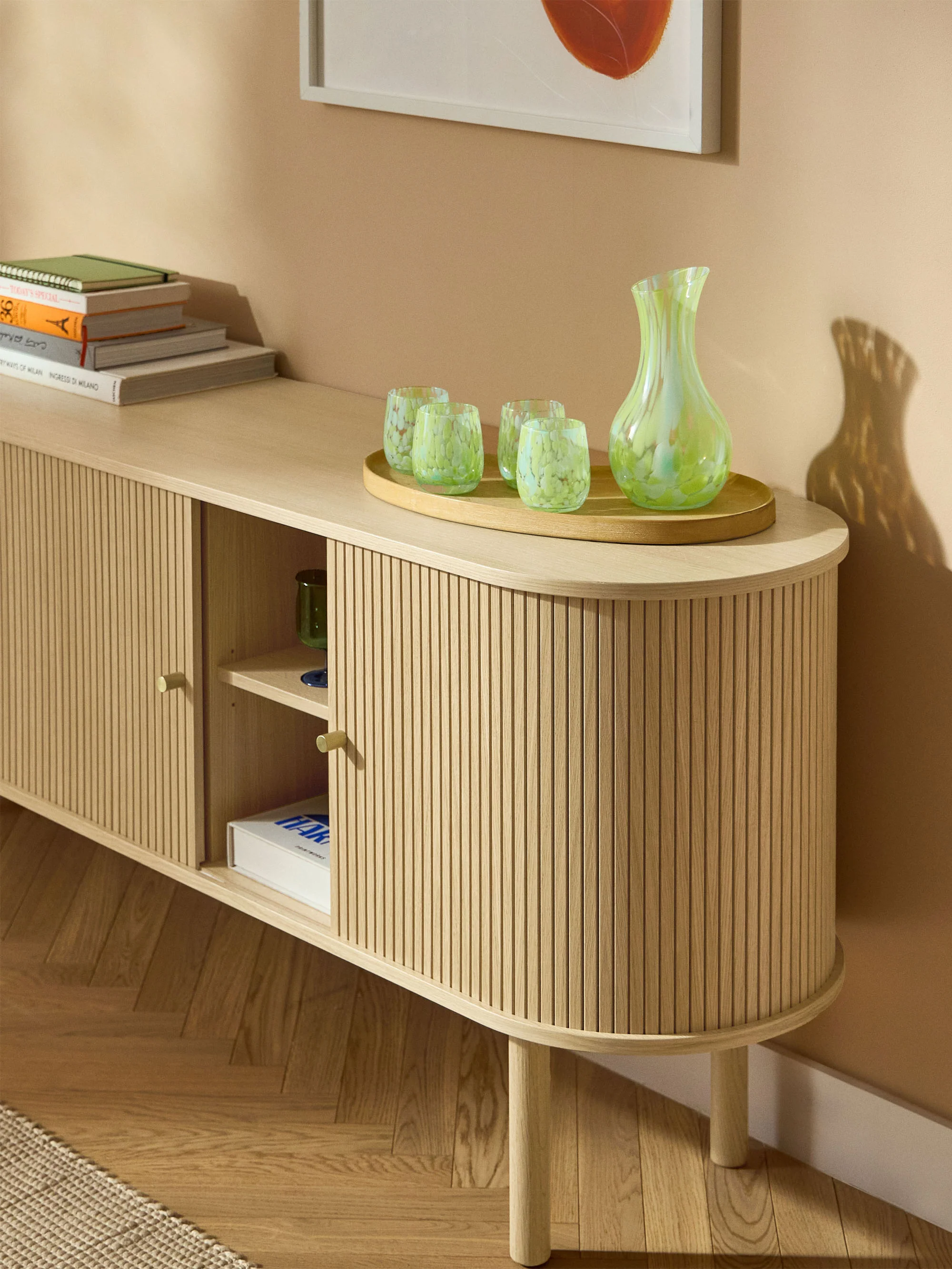 XL-dressoir Calary met geribde voorzijde