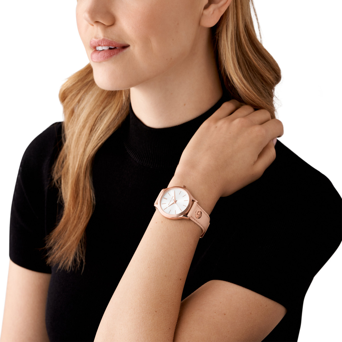 Montre MICHAEL KORS slim runway femme bracelet cuir beige