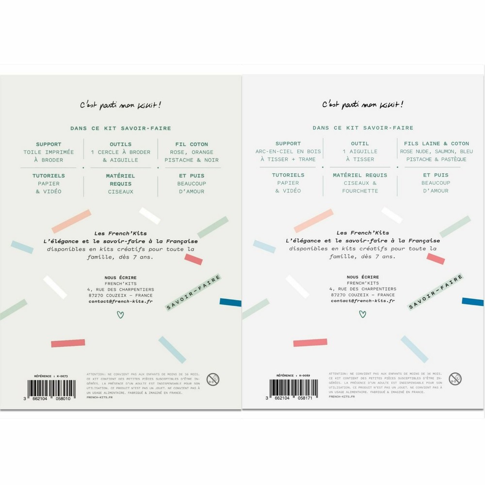 Coffrets diy - 2 arc-en-ciel à broder et tisser