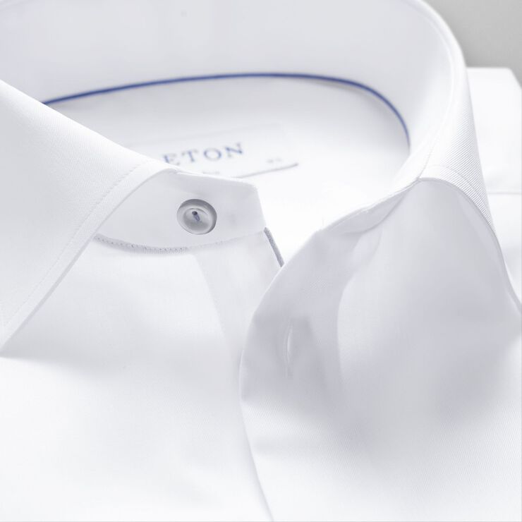 ETON White Twill Shirt Grey Details - Slim Fit Hvid