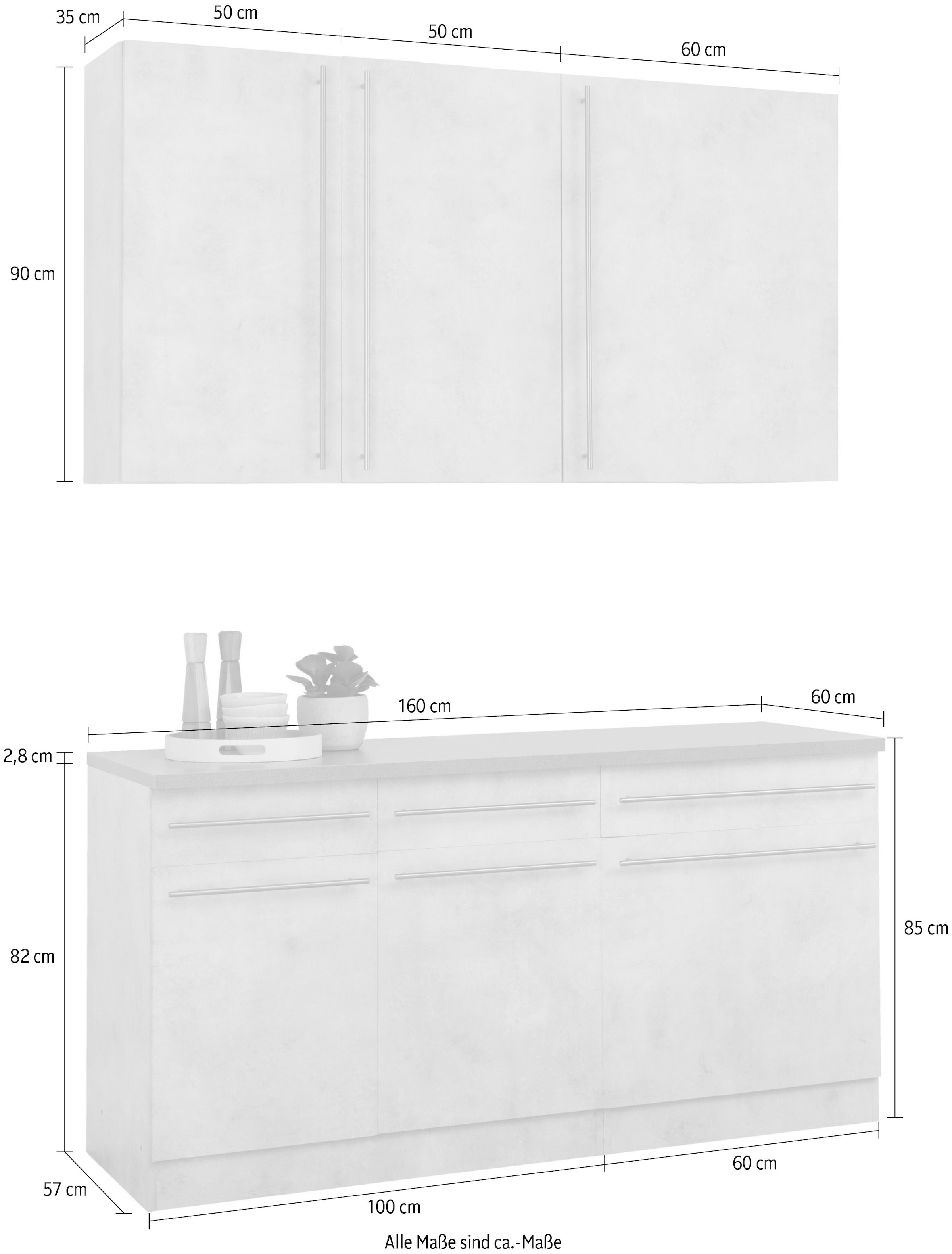 wiho Küchen Pantryküche »Chicago« ohne E-Geräte, Breite 160 cm