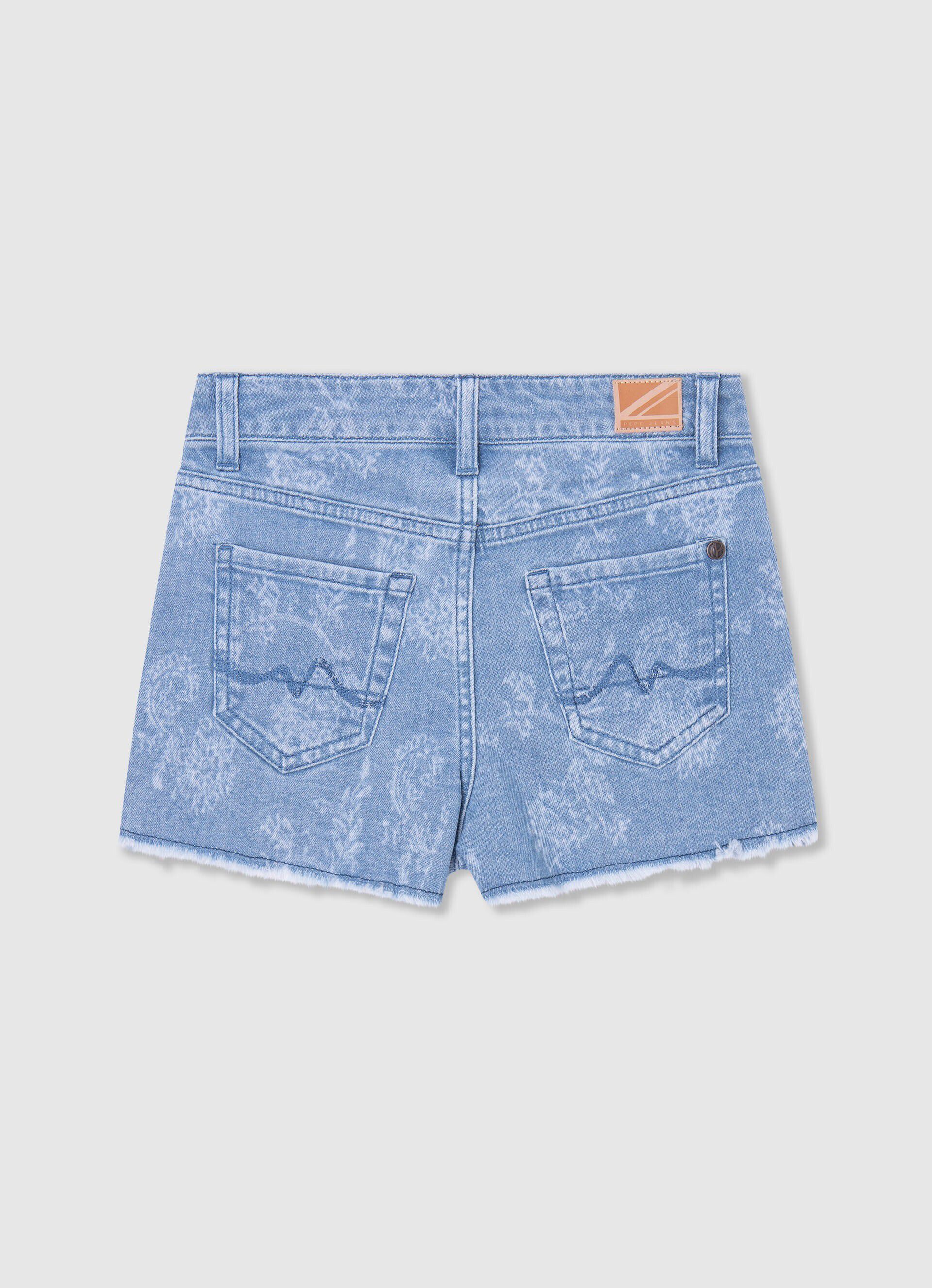 Shorts jeans Patty com estampa floral - jeans