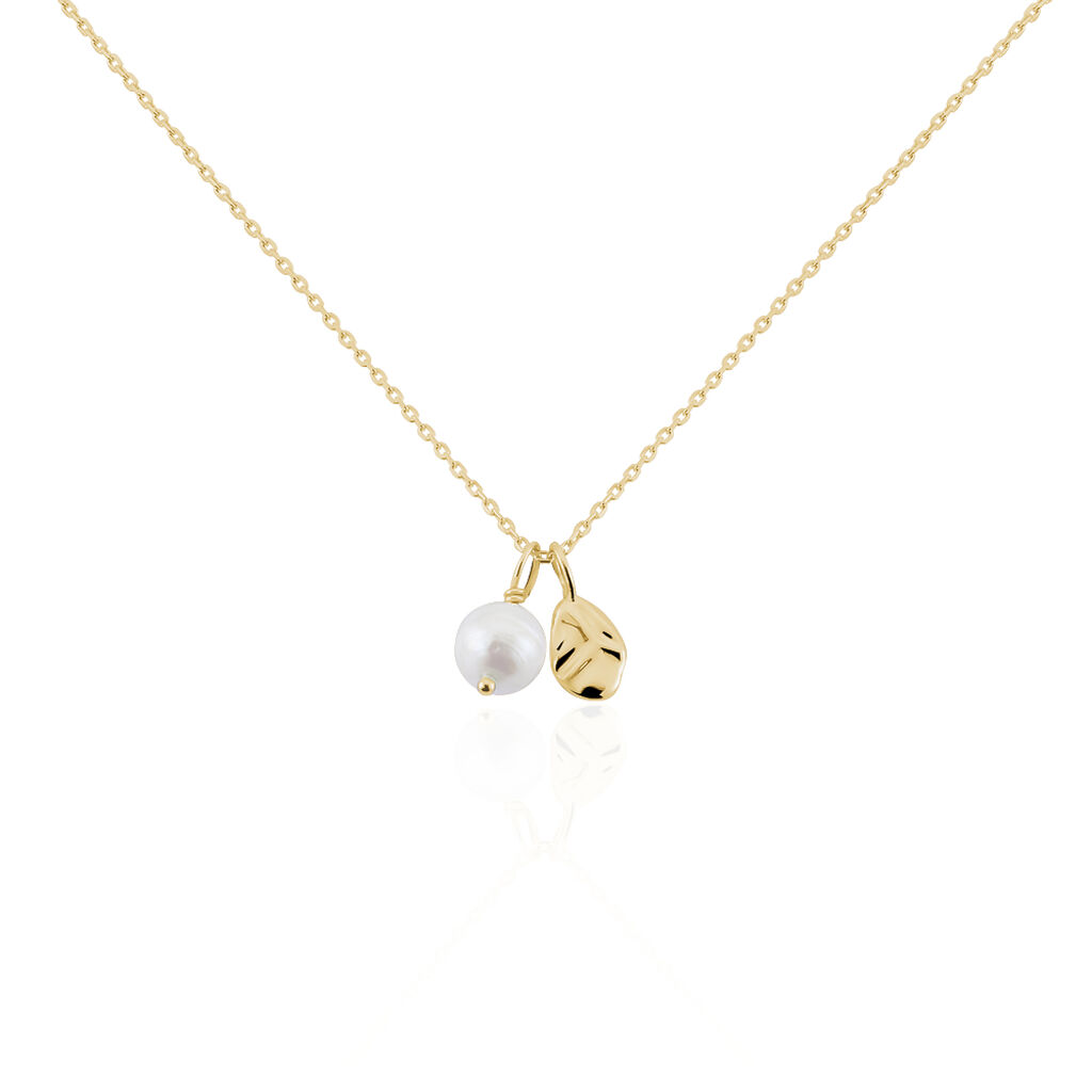 Collier Soalie Plaqué Or Jaune Perle D'imitation