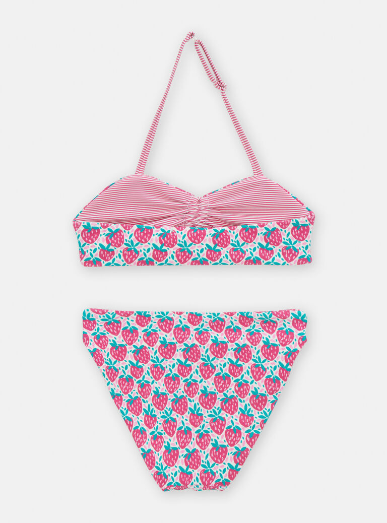 Maillot de bain 2 pièces rose réversible pour fille