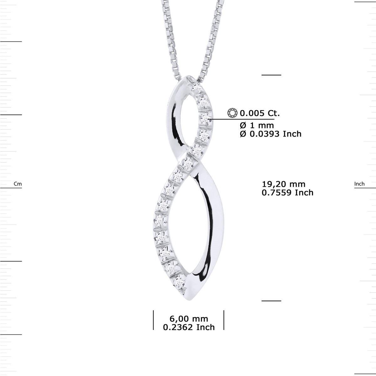 Collier INFINITY Diamants 0,080 Cts Or Blanc