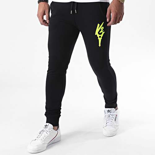 Pantalon Jogging Logo Noir Jaune Fluo