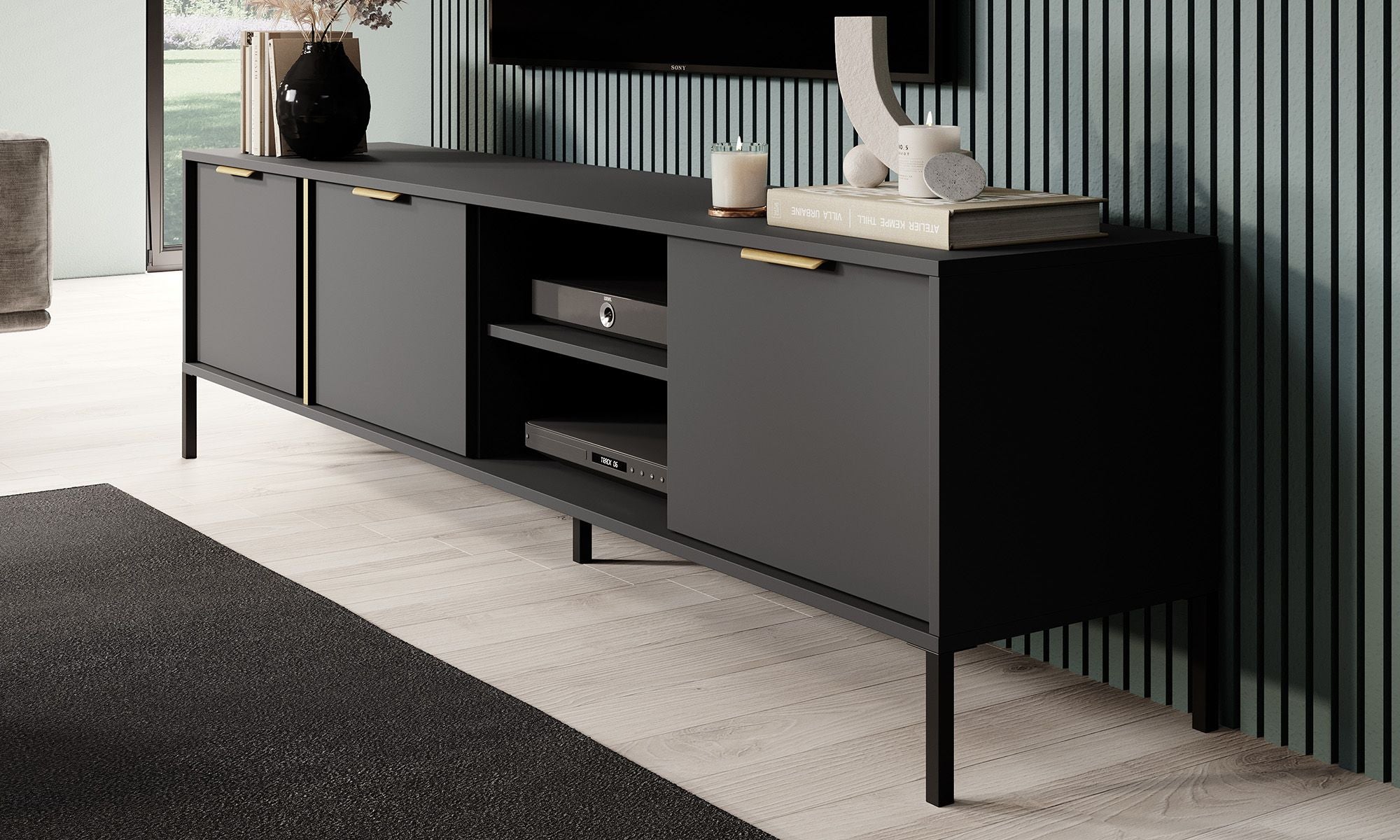Loren - TV-Meubel - Antraciet - 203 cm