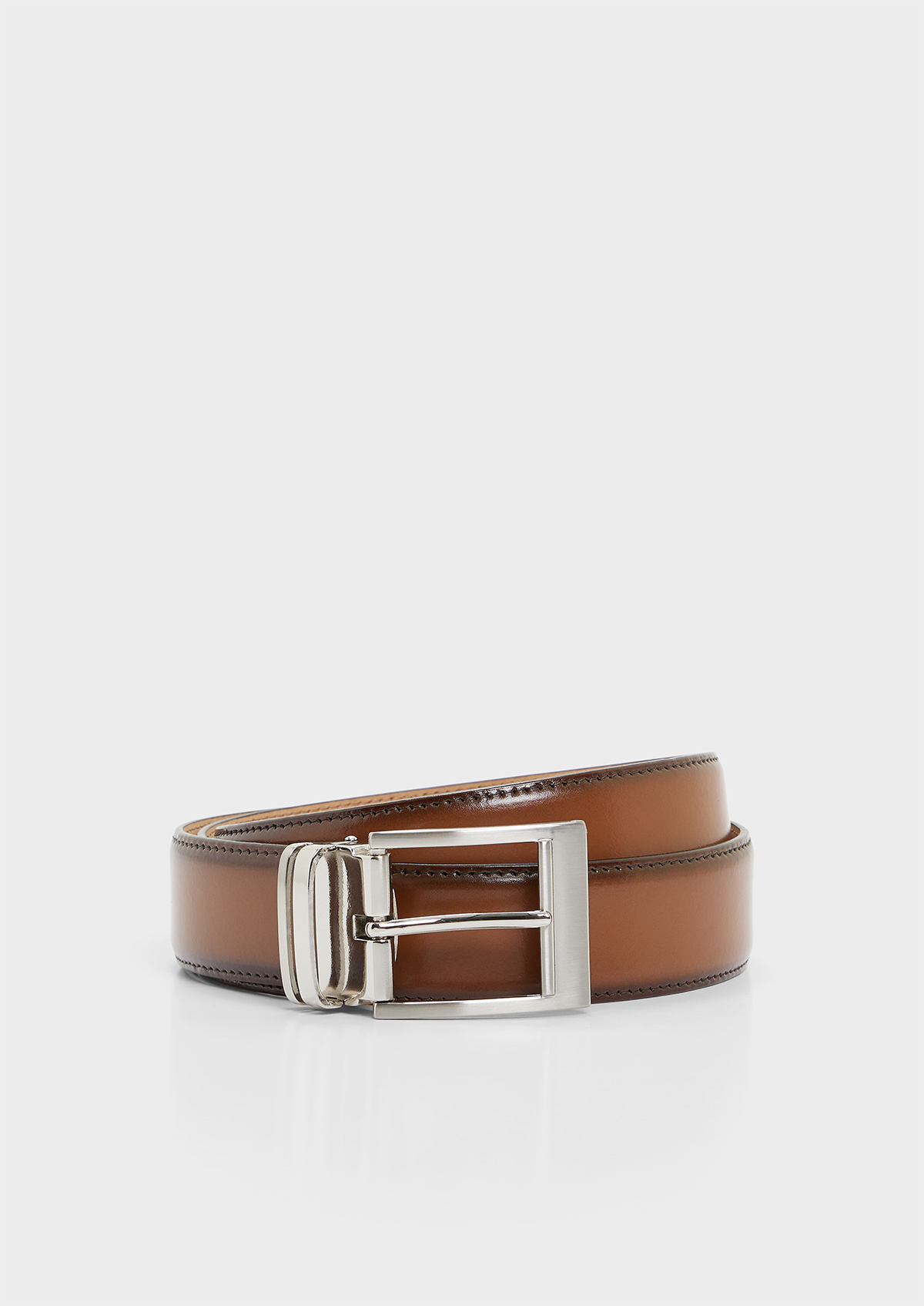 Ceinture ajustable en cuir lisse cognac