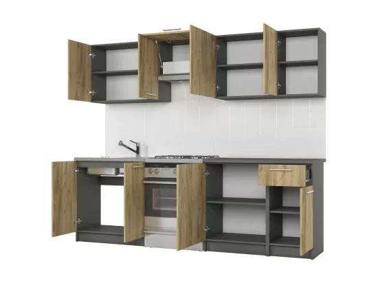 Cuisine gris anthracite et style chêne Wotan RUSTICA