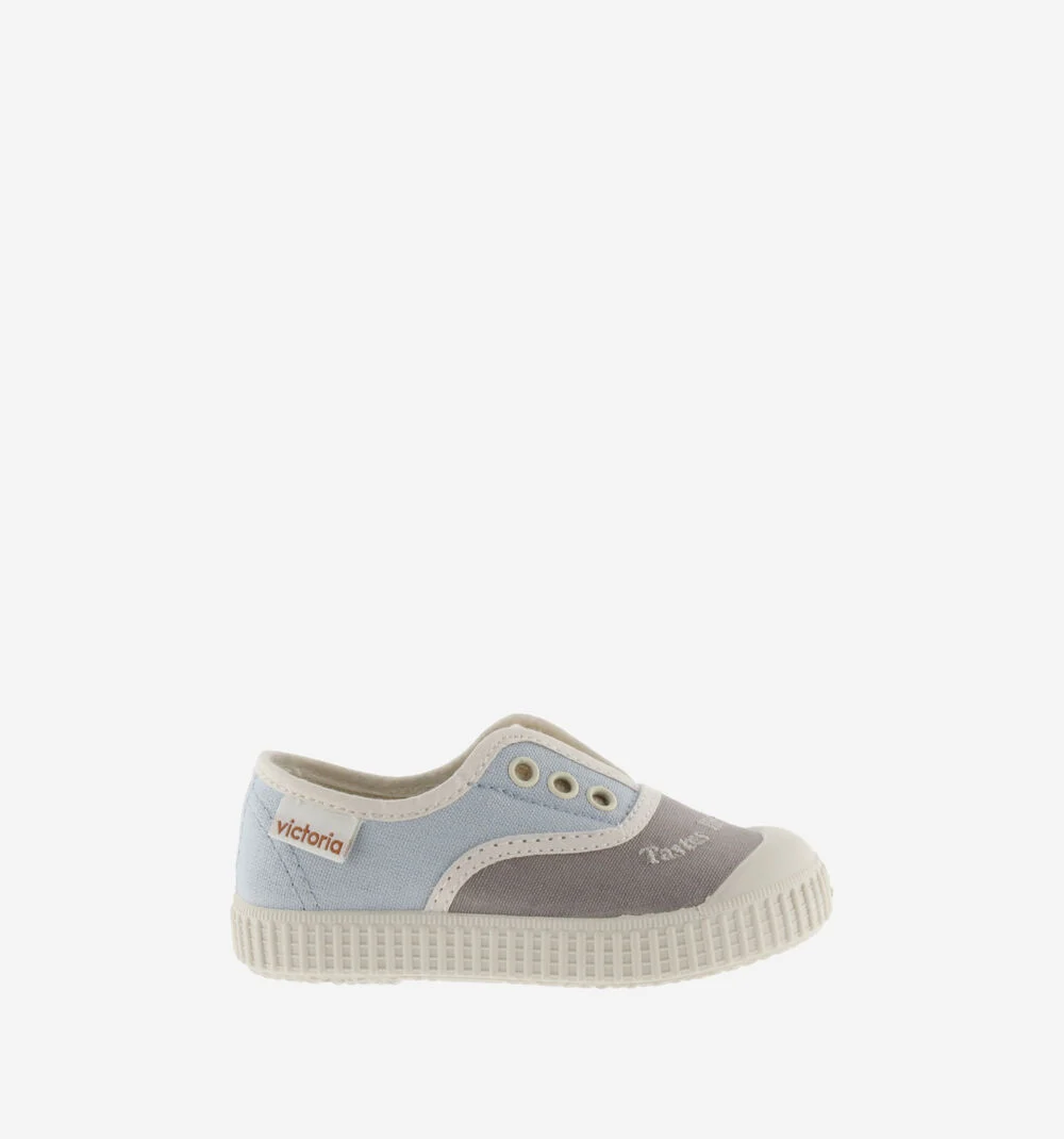 1915 ÉLASTIQUE TOILE BRODÉE Baskets fermeture élastique pour enfant AZUL