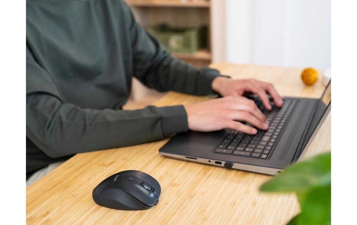 Ergonomische Maus Fyda Rechargeable SchwarzWiederaufladbare Funkmaus mit geschwungenem Design