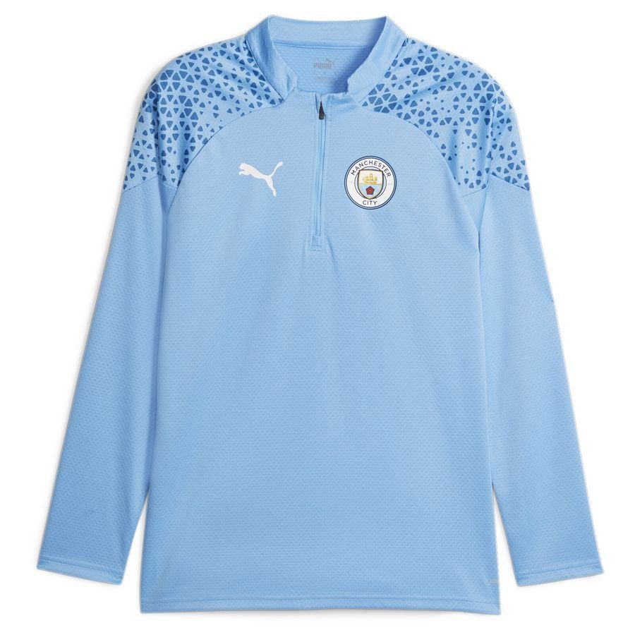 Manchester City Maillot d'Entraînement Fermeture Éclair 1/4 - Bleu Clair/Blanc