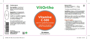 VitOrtho Vitamine C-500 met 25mg Bioflavonoïden Tabletten 120TB