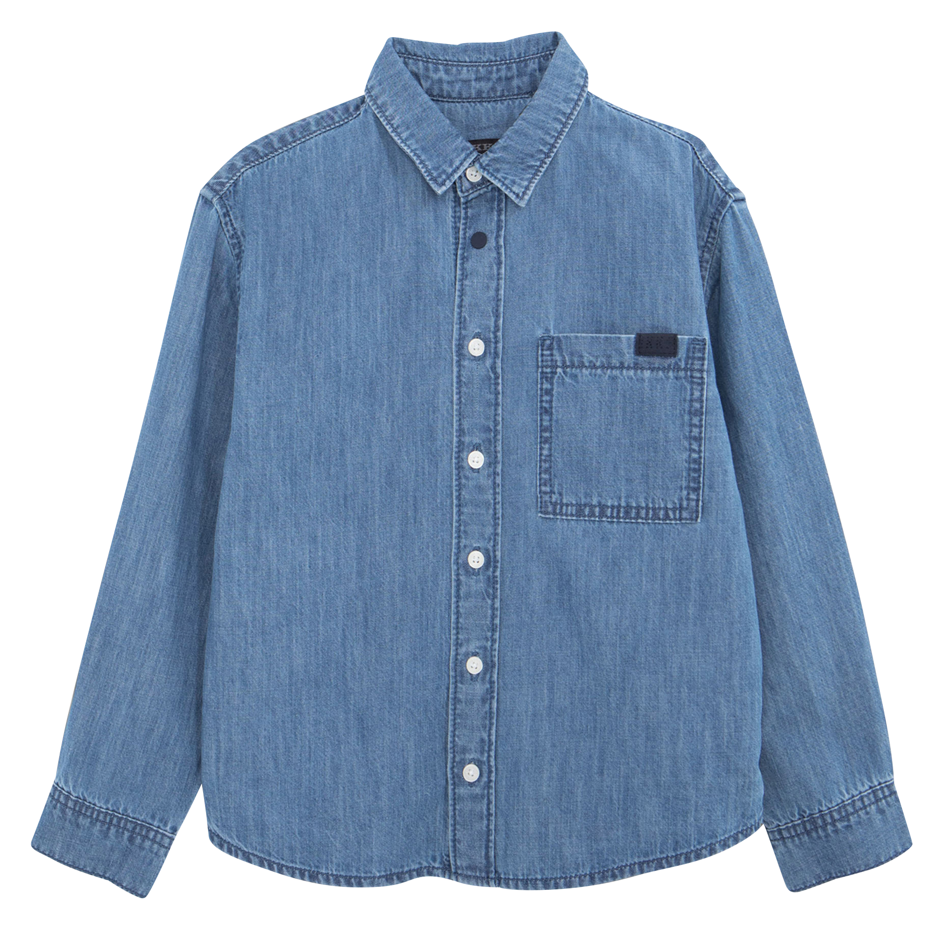 Chemise droite en coton | Bleu